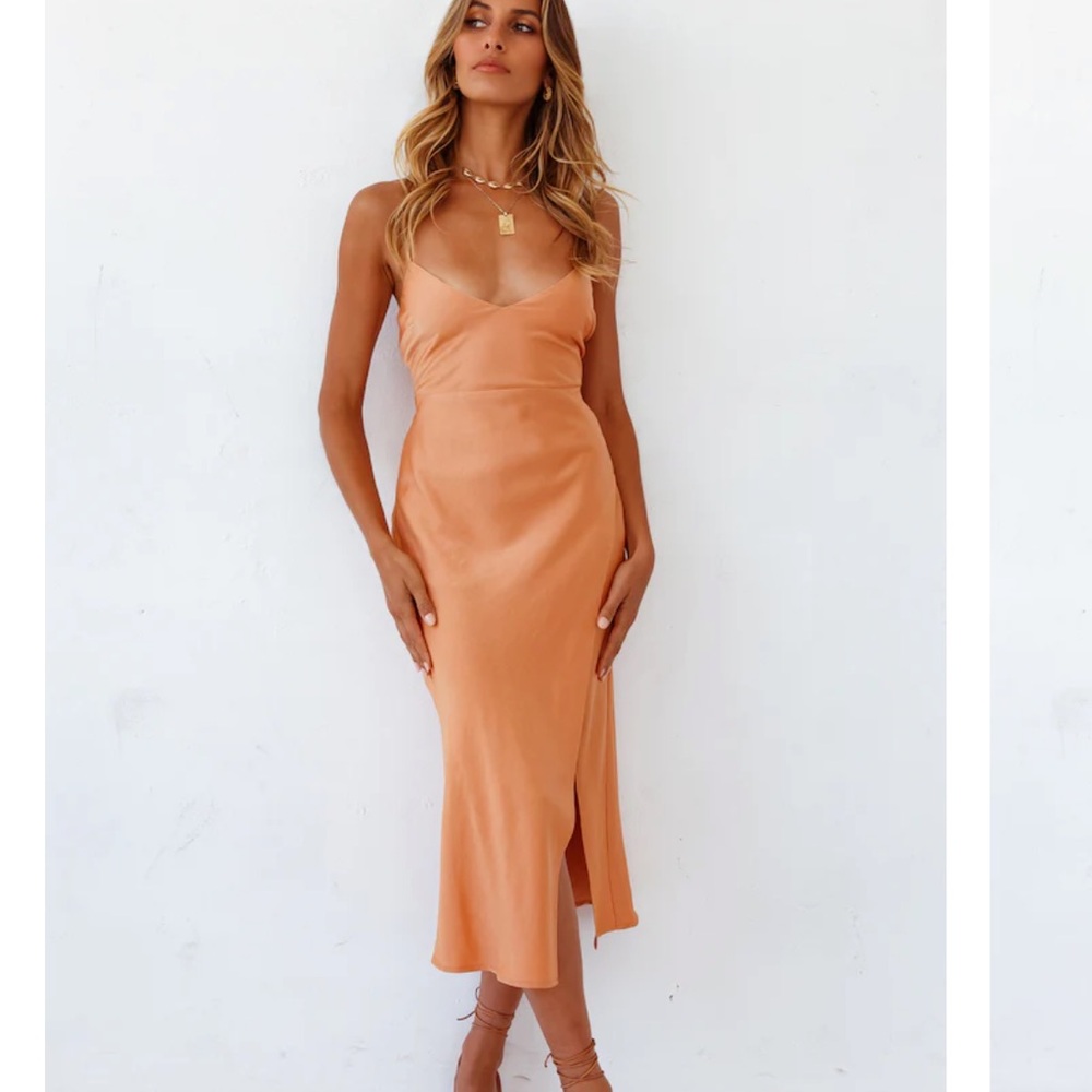 Like New FortunateOne Autumn Valley Midi Dress Orange/Apricot S